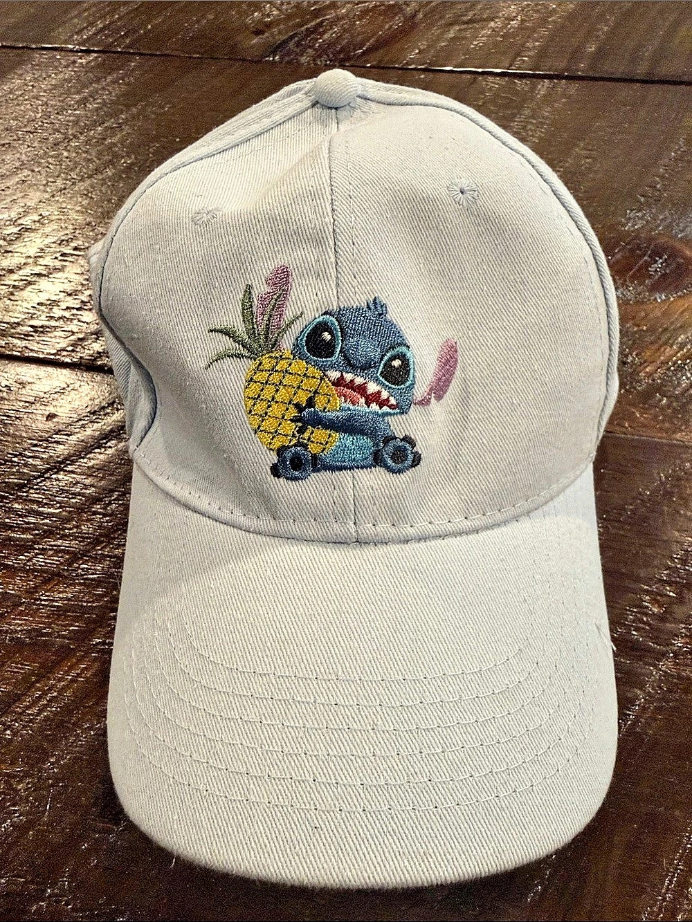 Disney Lilo & Stitch Pineapple Embroidered Baseball Cap White & Blue
